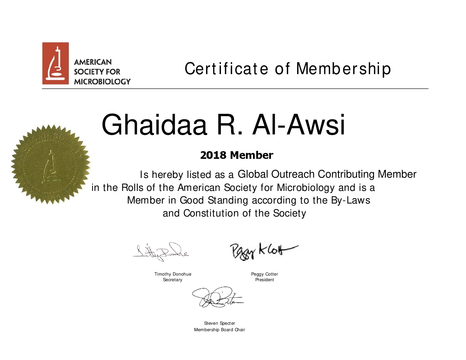 Membership certificate