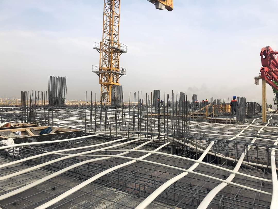 Prestressed concrete ceilings using post-tensioning technology