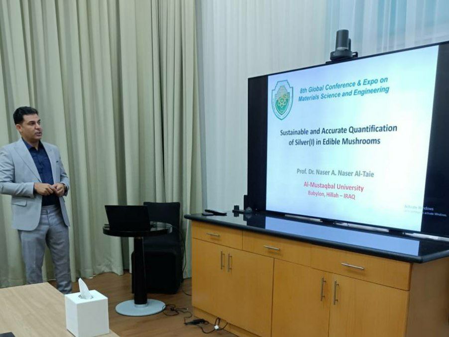 مشاركة رئيس قسم الكيمياء الحياتية الاستاذ الدكتور ناصر عبد الحسن ناصر في  مؤتمر عالمي حول الاستدامة في دبي