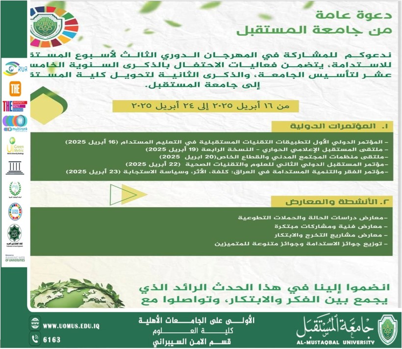 AlMustaqbal University Launches the Third Periodic Future Sustainability Week Festival
