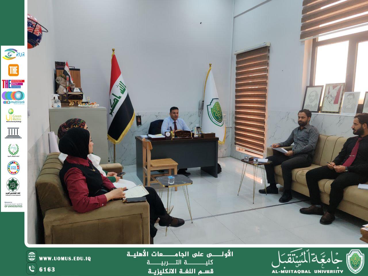 "زيارة وفد من عمادة كلية التربية إلى قسم اللغة الإنجليزية لمناقشة فعاليات أسبوع الاستدامة"