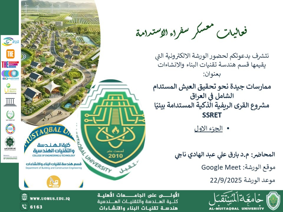 "الاستدامة والقرى الذكية محور ورشة إلكترونية في جامعة المستقبل"